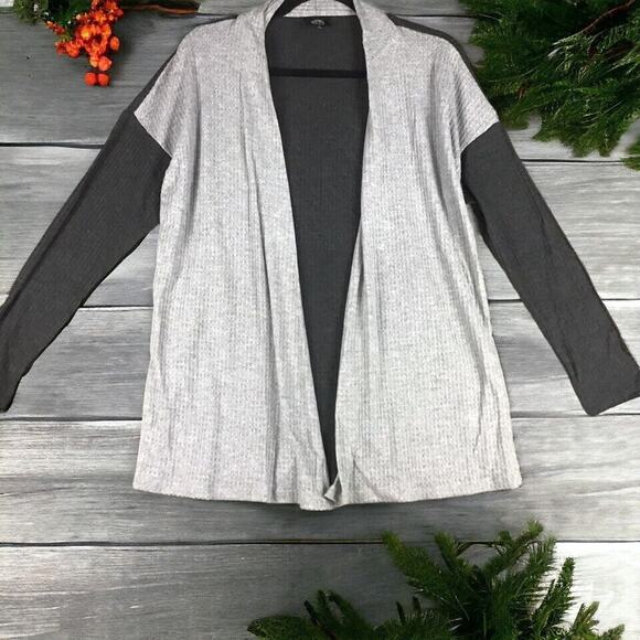 Bobeau Women's Size Small Waffle Knit Open Front Cardigan Sweater Gray Light - Picture 1 of 14